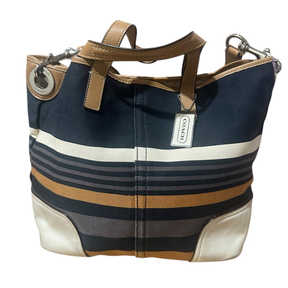 Coach Hadley Canvas Leather Duffel Tote